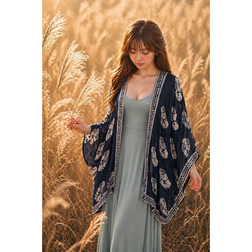 Draped in Daydreams Free-Spirit Boho Gauzy flowing Kimono Cardigan coverup